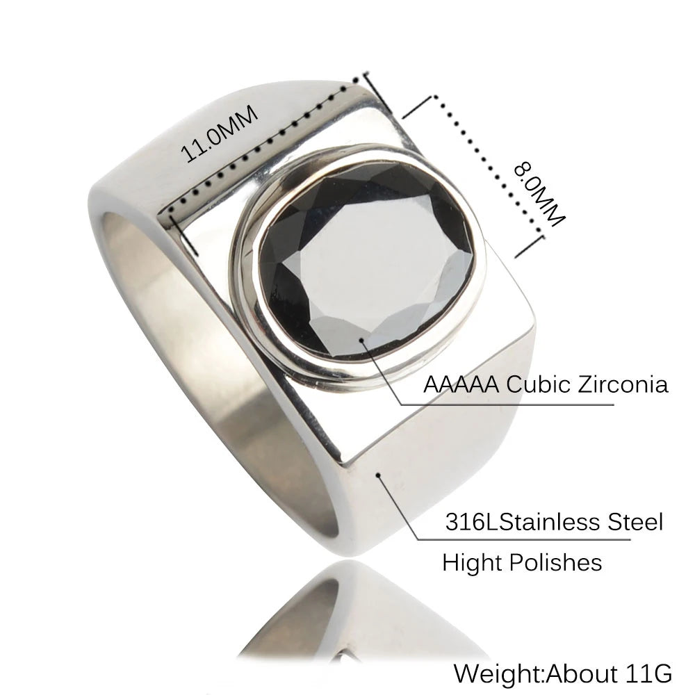 316L Stainless Steel With Black Cubic Zirconia Stone White Silver Color Engagement Wedding Rings Set Gifts For Women Man