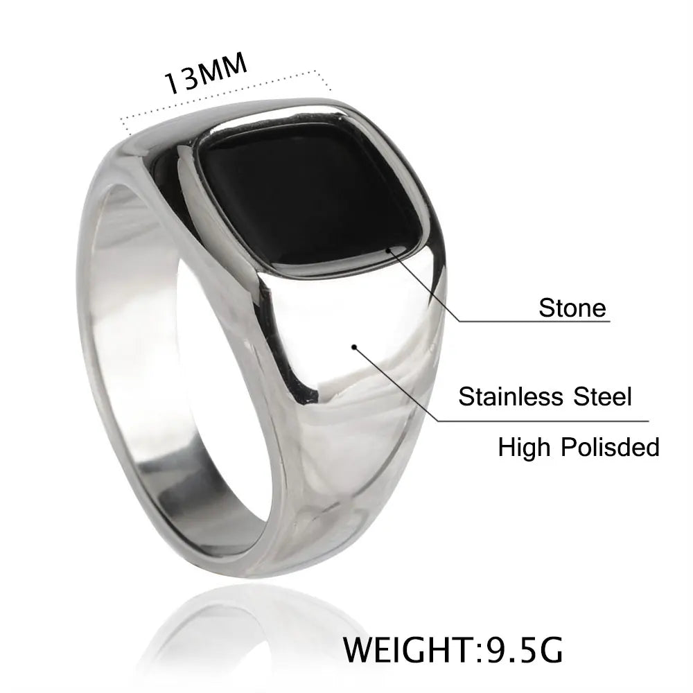 316L Stainless Steel Signet Ring For Men Women Stylish