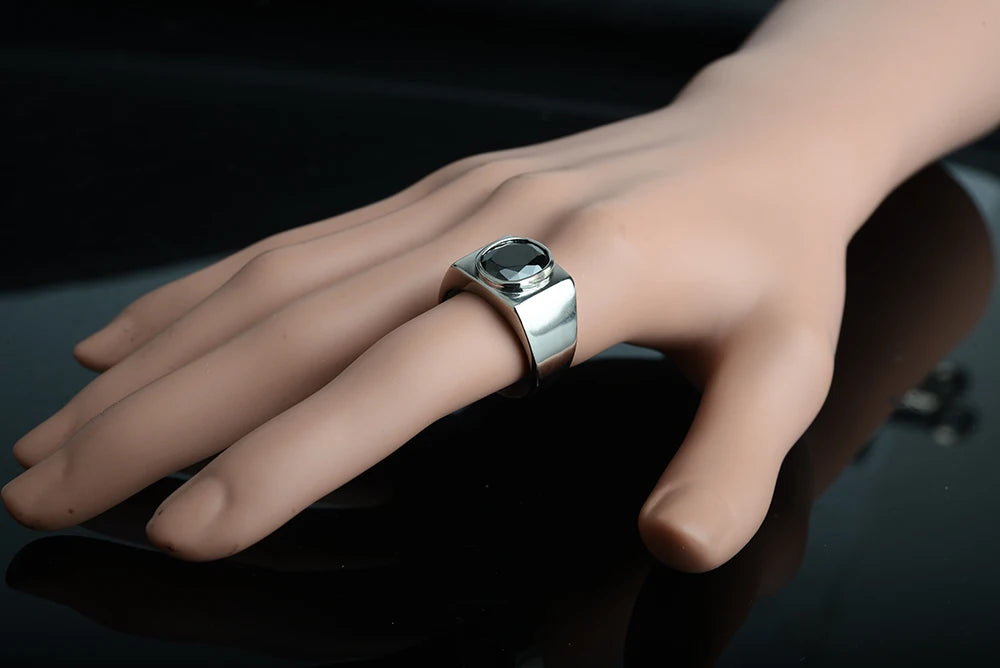 316L Stainless Steel With Black Cubic Zirconia Stone White Silver Color Engagement Wedding Rings Set Gifts For Women Man