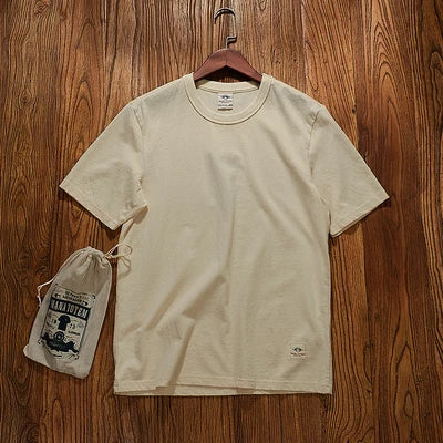 Short-sleeved O-neck Solid Color T-shirt 100% Cotton
