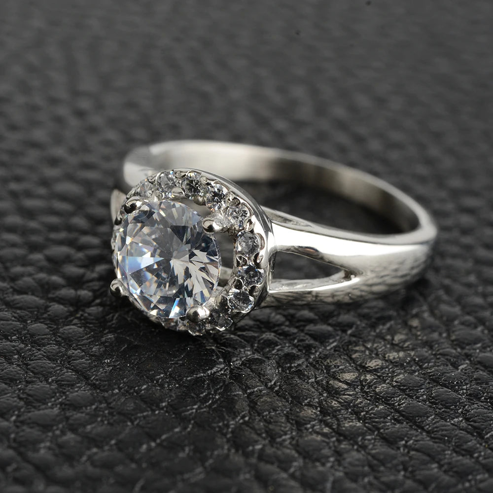 316L Stainless Steel Cubic Zirconia Engagement Ring Lovers Jewelry Bridal Wedding Romantic Luxury Bague
