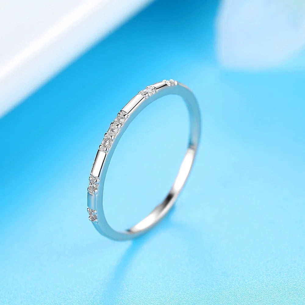 2mm Gold Silver-Color Smooth Wedding Rings With AAAAA Cubic Zirconia For Women 316L Stainless Steel