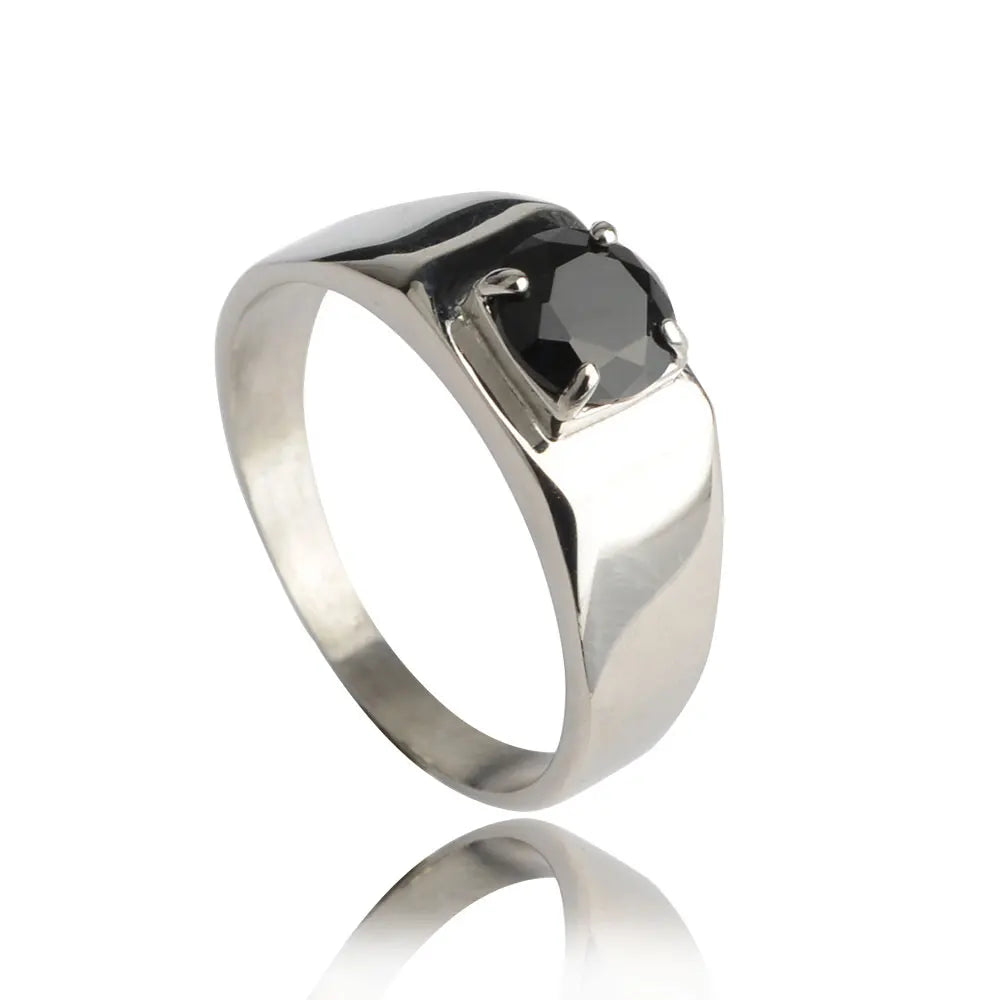 316L Stainless Steel With Black Cubic Zirconia Stone White Silver Color Engagement Wedding Rings Set Gifts For Women Man