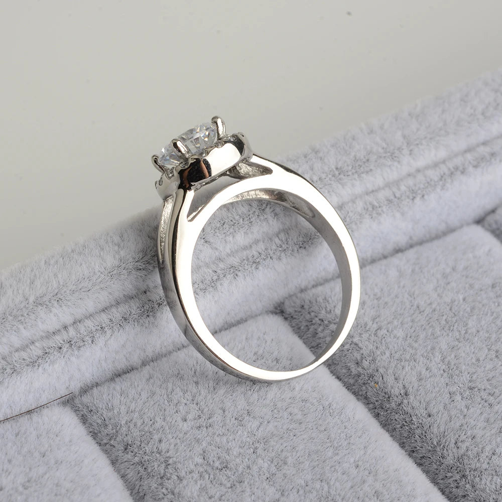 316L Stainless Steel Cubic Zirconia Engagement Ring Lovers Jewelry Bridal Wedding Romantic Luxury Bague