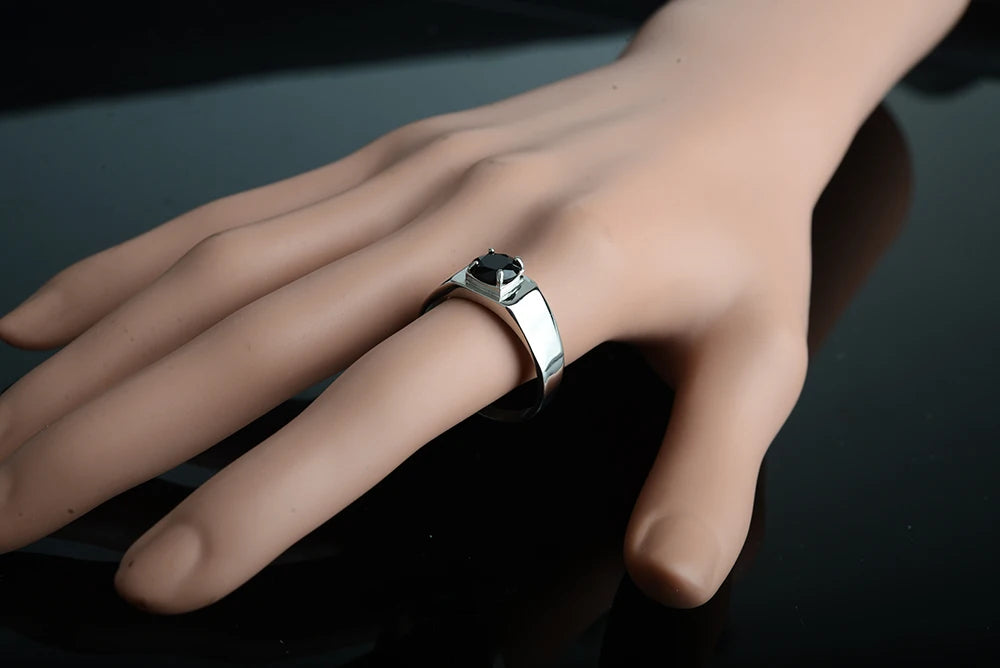 316L Stainless Steel With Black Cubic Zirconia Stone White Silver Color Engagement Wedding Rings Set Gifts For Women Man