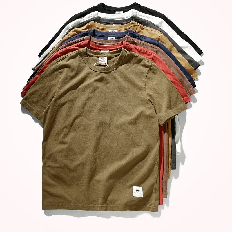 Short-sleeved O-neck Solid Color T-shirt 100% Cotton