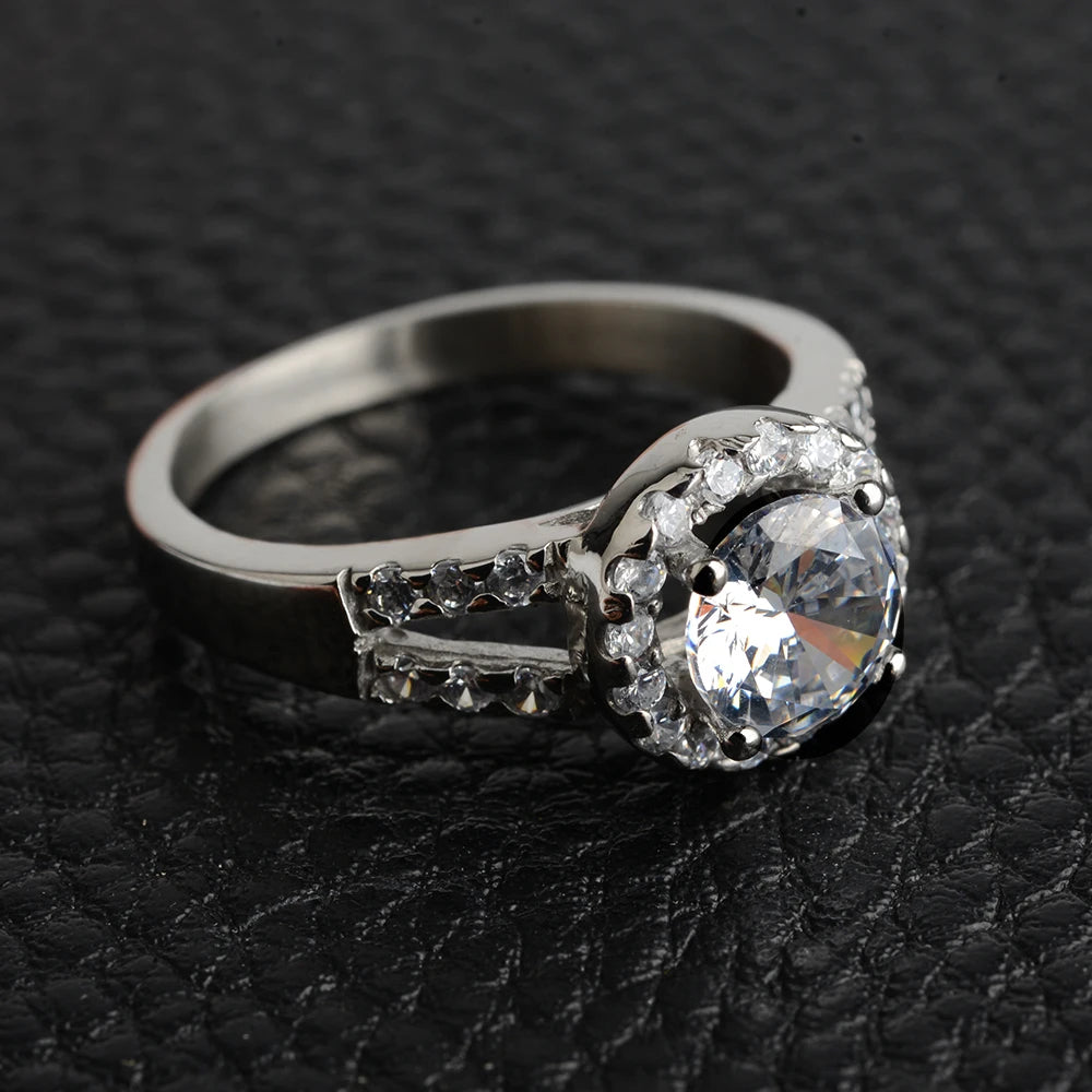 316L Stainless Steel Cubic Zirconia Engagement Ring Lovers Jewelry Bridal Wedding Romantic Luxury Bague