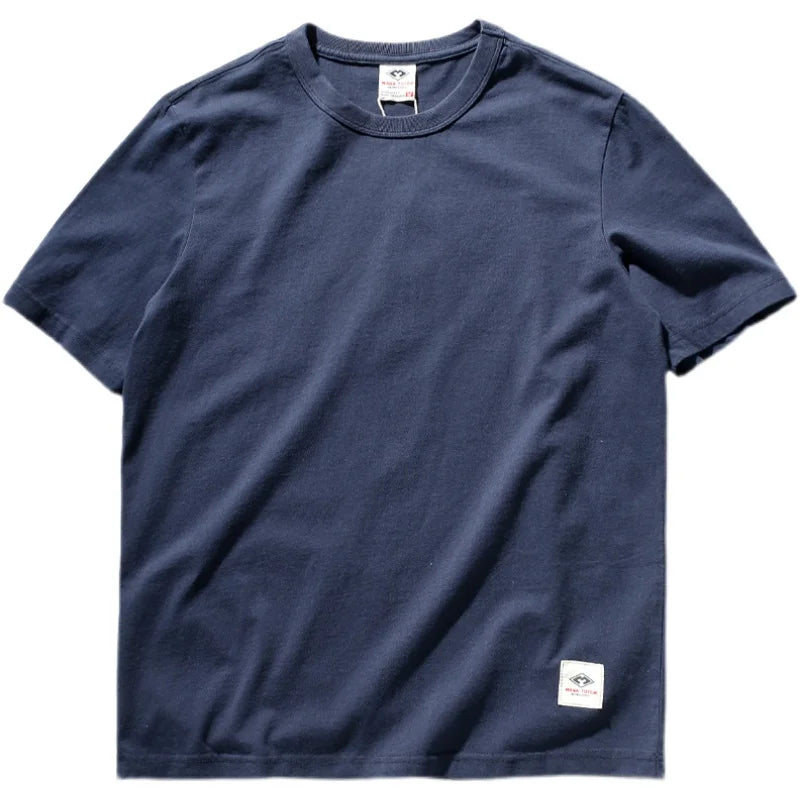 Short-sleeved O-neck Solid Color T-shirt 100% Cotton
