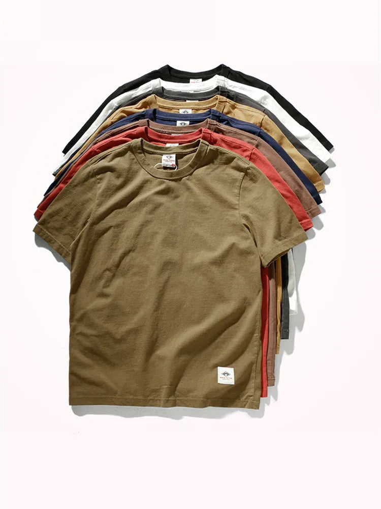 Short-sleeved O-neck Solid Color T-shirt 100% Cotton