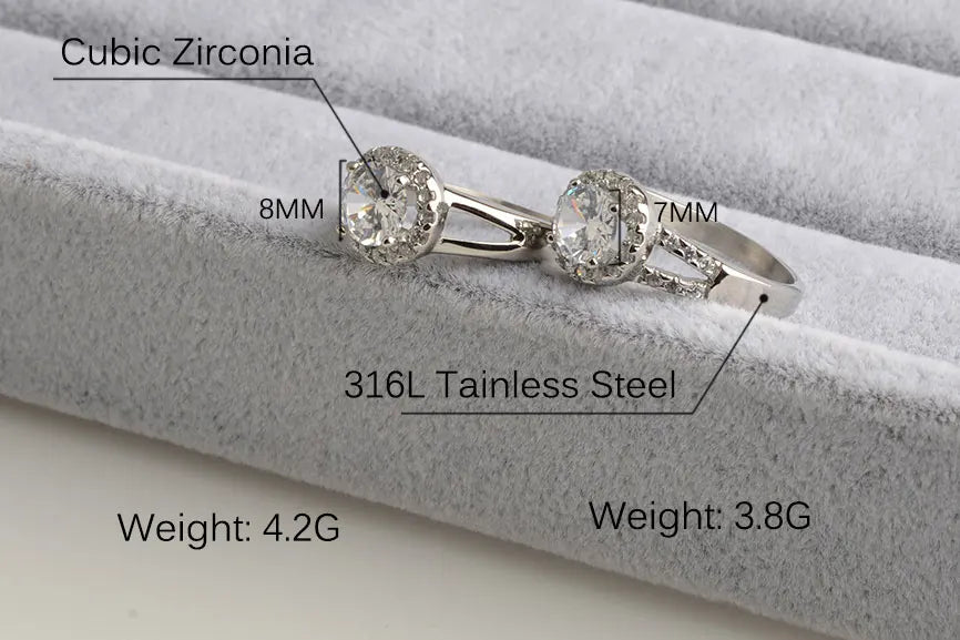 316L Stainless Steel Cubic Zirconia Engagement Ring Lovers Jewelry Bridal Wedding Romantic Luxury Bague