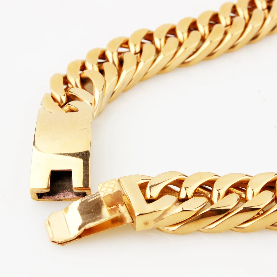 15mm 7-40inch Gold Color Stainless Steel Jewelry Curb Cuban Link Chain Choker Men's Necklace