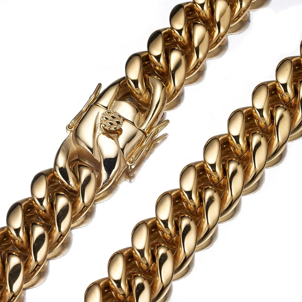 Bracelet Gold Silver Color 6mm-22mm wide 316L Stainless Steel Cuban Miami