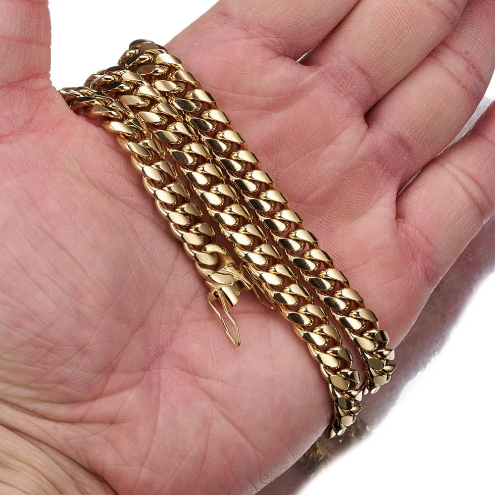 Bracelet Gold Silver Color 6mm-22mm wide 316L Stainless Steel Cuban Miami