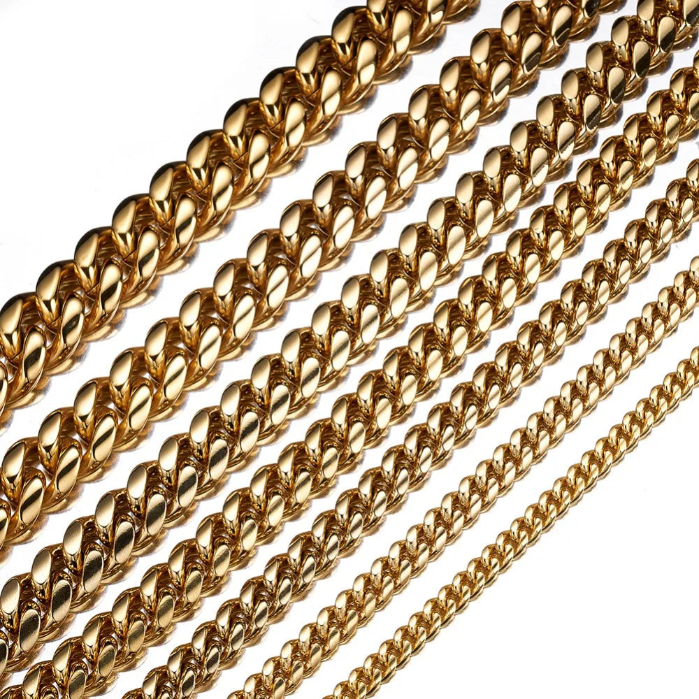 Necklace Silver Color 6mm-22mm wide 316L Stainless Steel Cuban Miami Chains