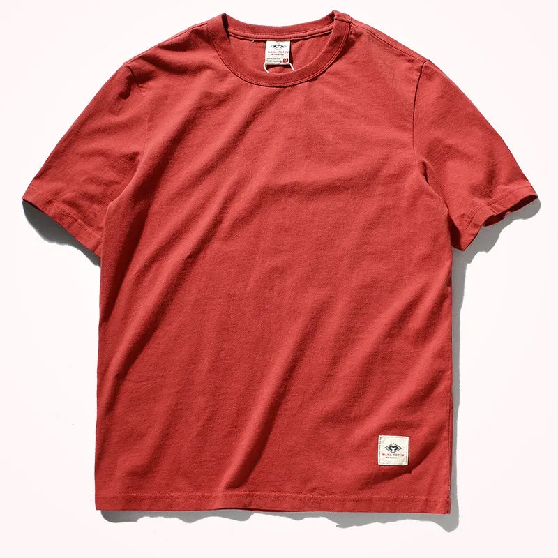 Short-sleeved O-neck Solid Color T-shirt 100% Cotton