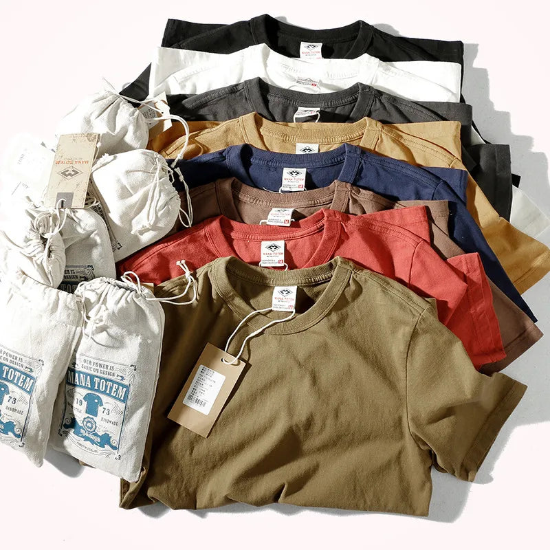 Short-sleeved O-neck Solid Color T-shirt 100% Cotton