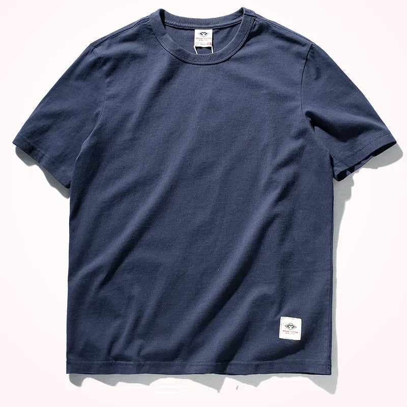 Short-sleeved O-neck Solid Color T-shirt 100% Cotton