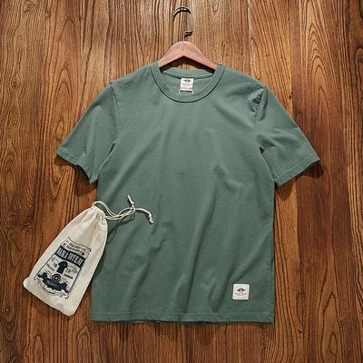 Short-sleeved O-neck Solid Color T-shirt 100% Cotton