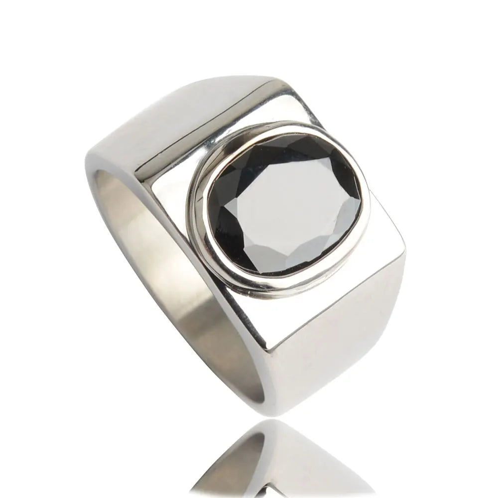 316L Stainless Steel With Black Cubic Zirconia Stone White Silver Color Engagement Wedding Rings Set Gifts For Women Man