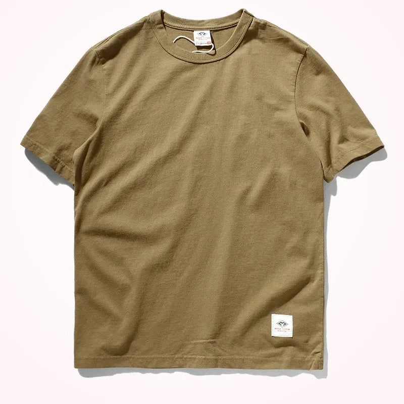 Short-sleeved O-neck Solid Color T-shirt 100% Cotton