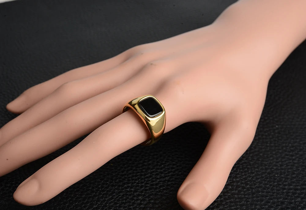 316L Stainless Steel Signet Ring For Men Women Stylish