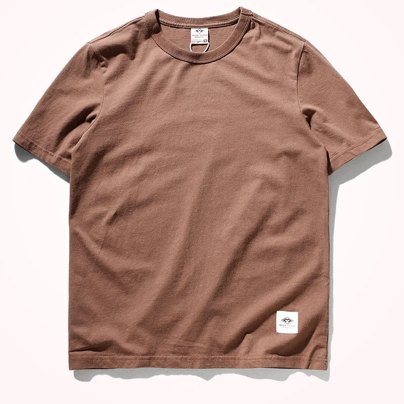 Short-sleeved O-neck Solid Color T-shirt 100% Cotton