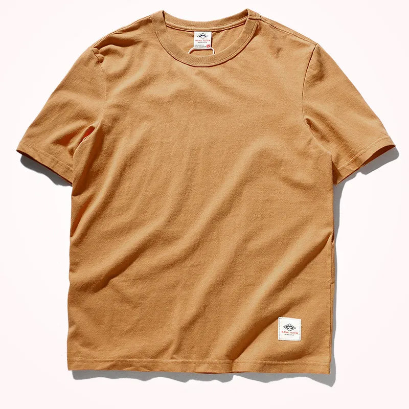 Short-sleeved O-neck Solid Color T-shirt 100% Cotton