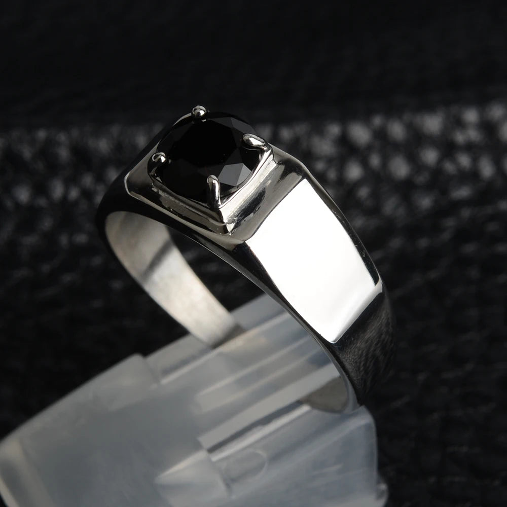 316L Stainless Steel With Black Cubic Zirconia Stone White Silver Color Engagement Wedding Rings Set Gifts For Women Man