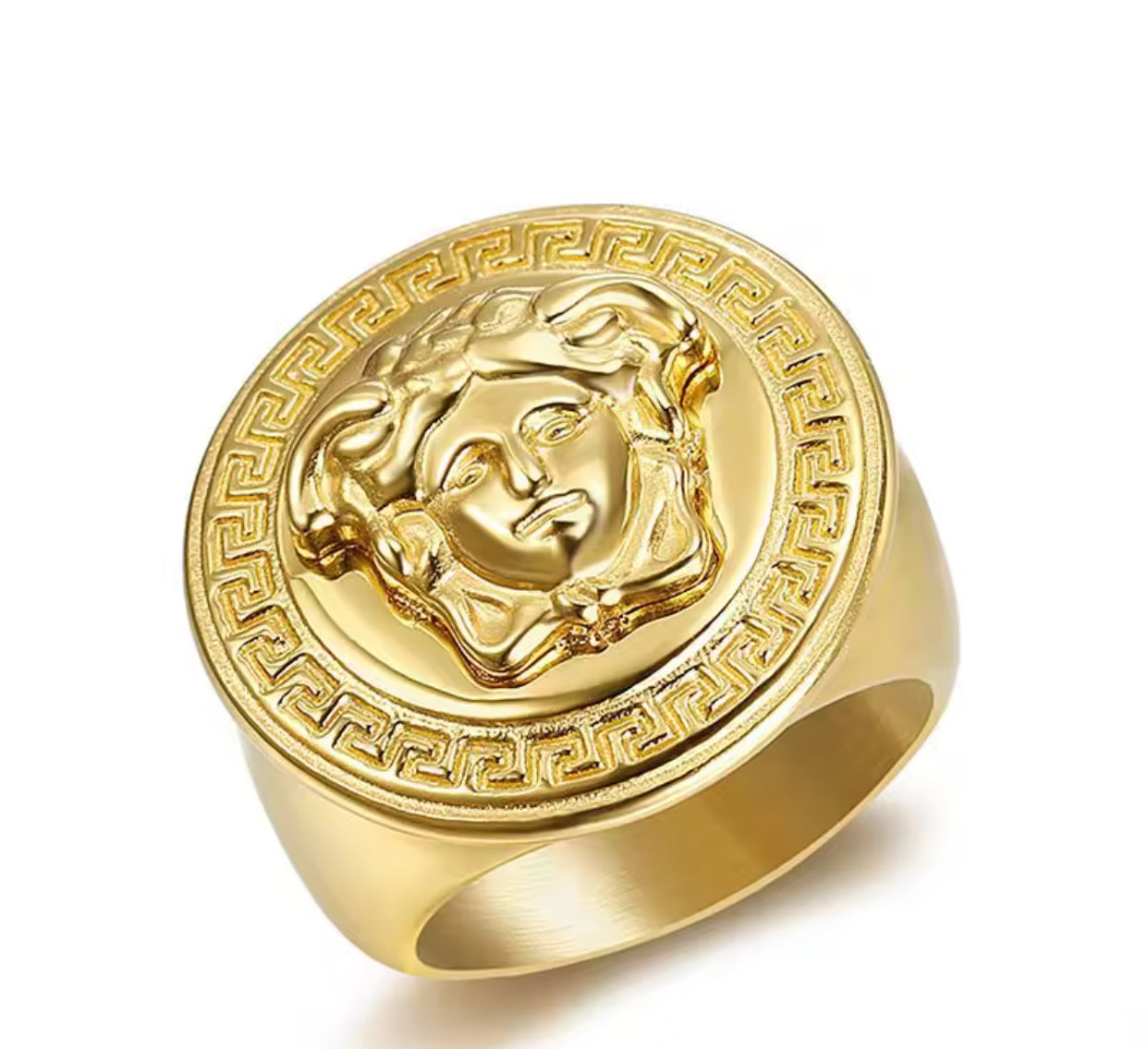 Men’s Ring Stainless Steel Medusa Great Wall Pattern Gold Color