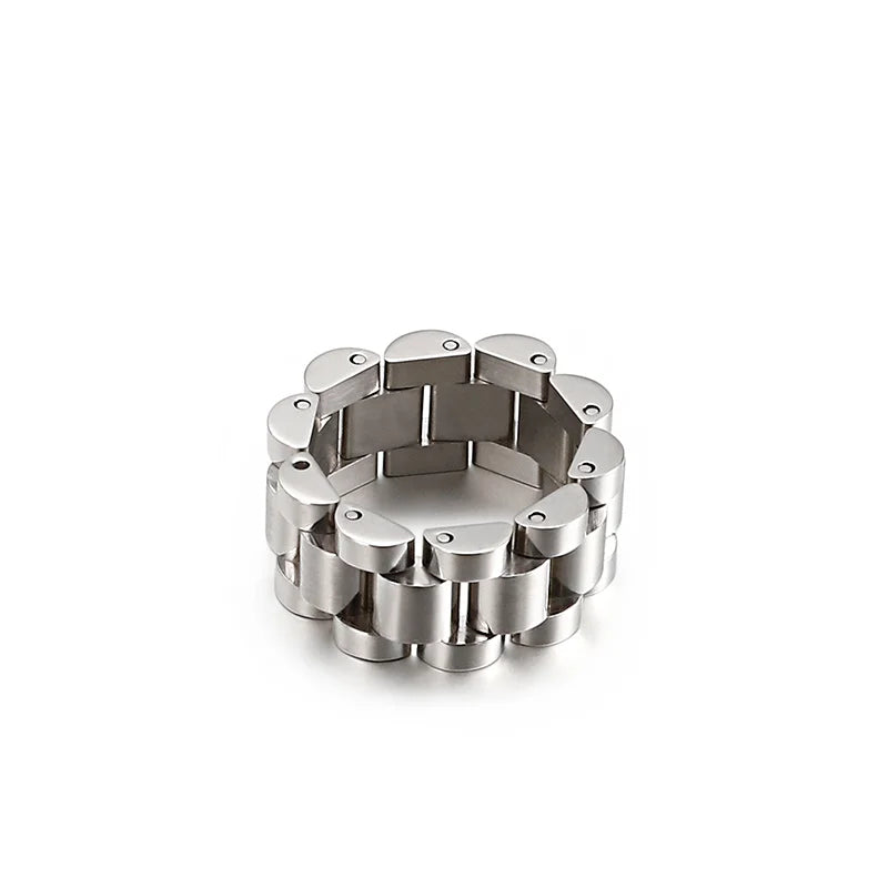 10mm Gold Men Vintage Watch Strap Stainless Steel Bracelet Ring