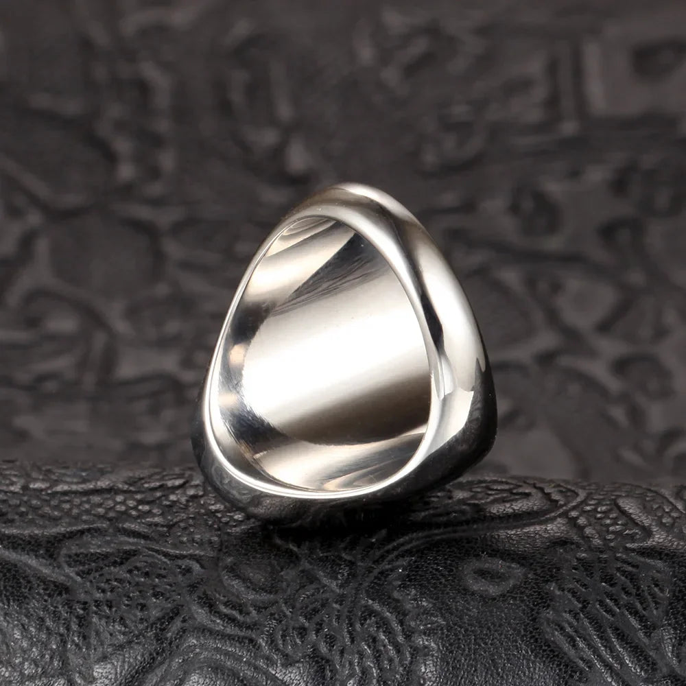 Oval Natural Tiger Eye Stone Rings for Women Men Stainless Steel