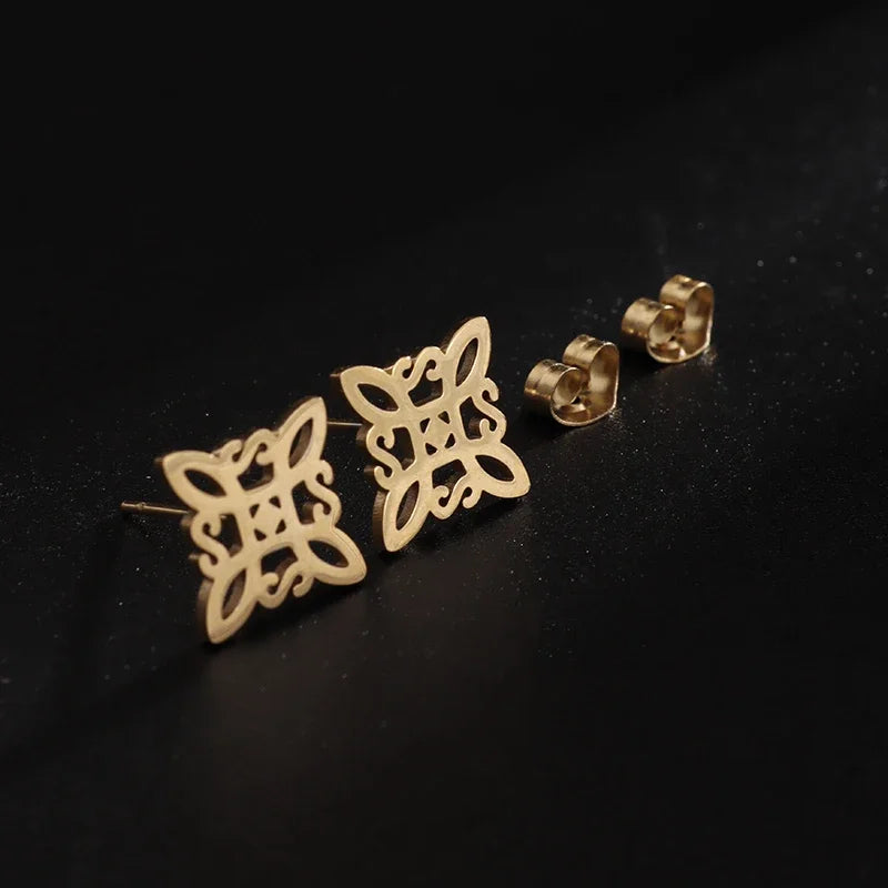 Creativity Wide Band C Wave Stud Stainless Steel Earrings for Women