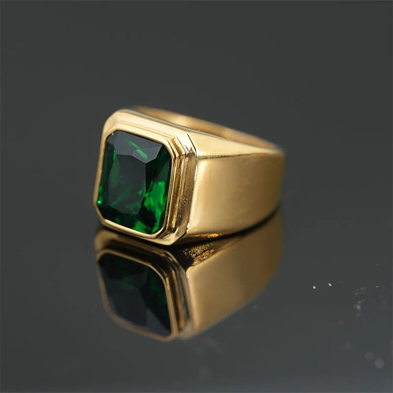 Gemstone Rings for Men Women Boy Stainless Steel