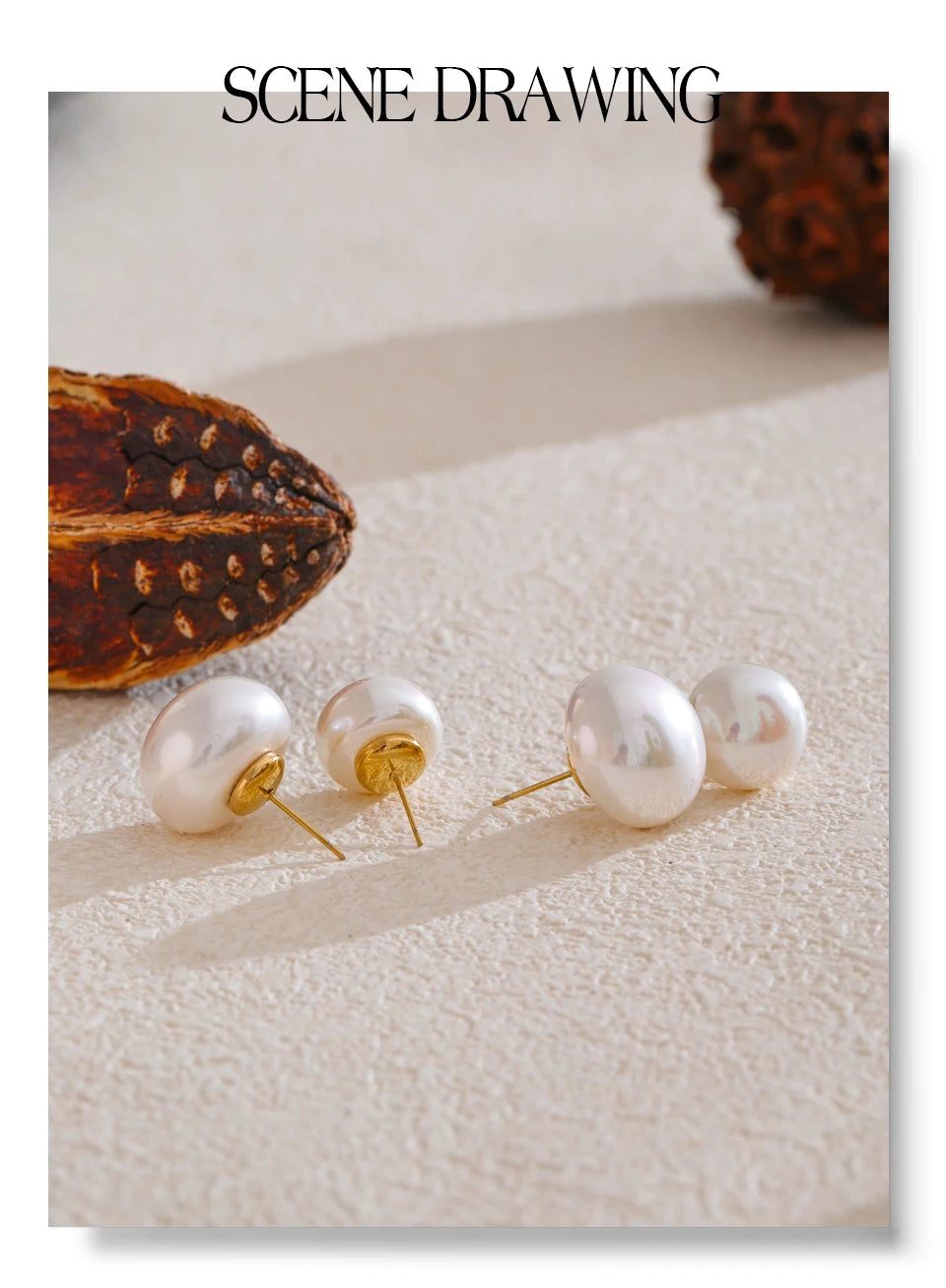 18/12mm Simulated Pearls Round Stud Earrings Versatile Stainless Steel