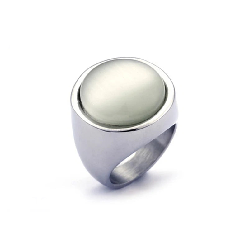 Colorful Glass Shell Pearl Large Rings for Women Men Gold Silver Color Stainless Steel