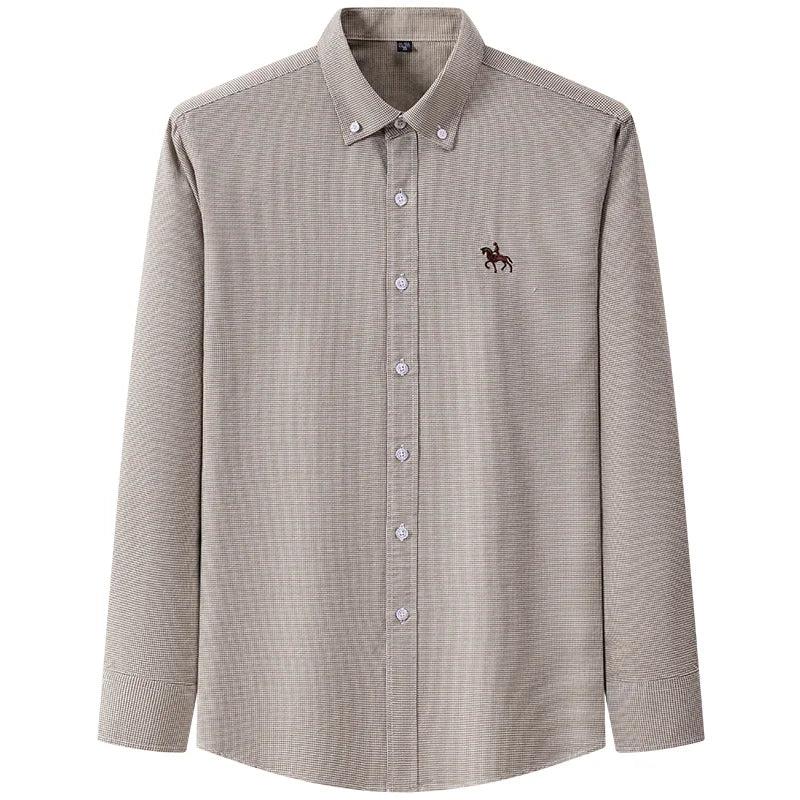 Embroidered Horse Shirts Streetwear Oversized Men Shirt Long Sleeve