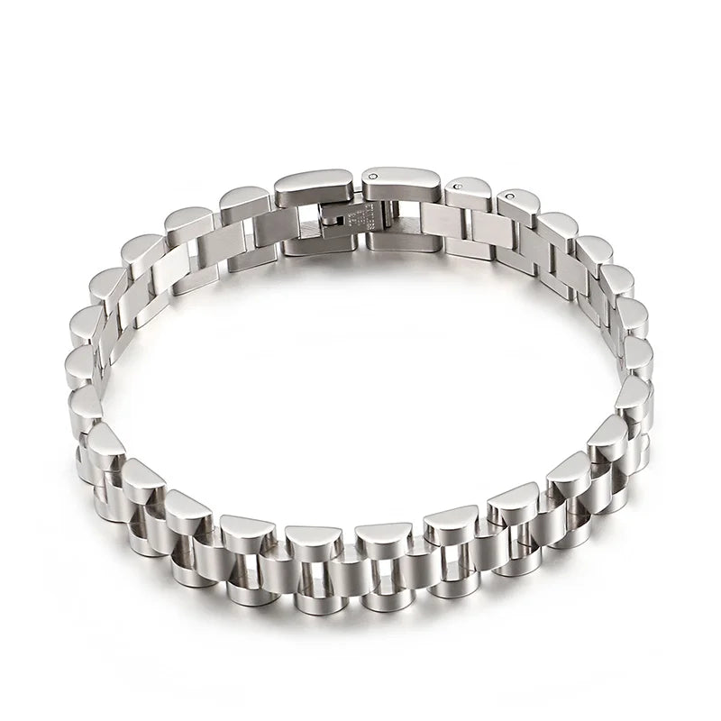 10mm Gold Men Vintage Watch Strap Stainless Steel Bracelet Ring