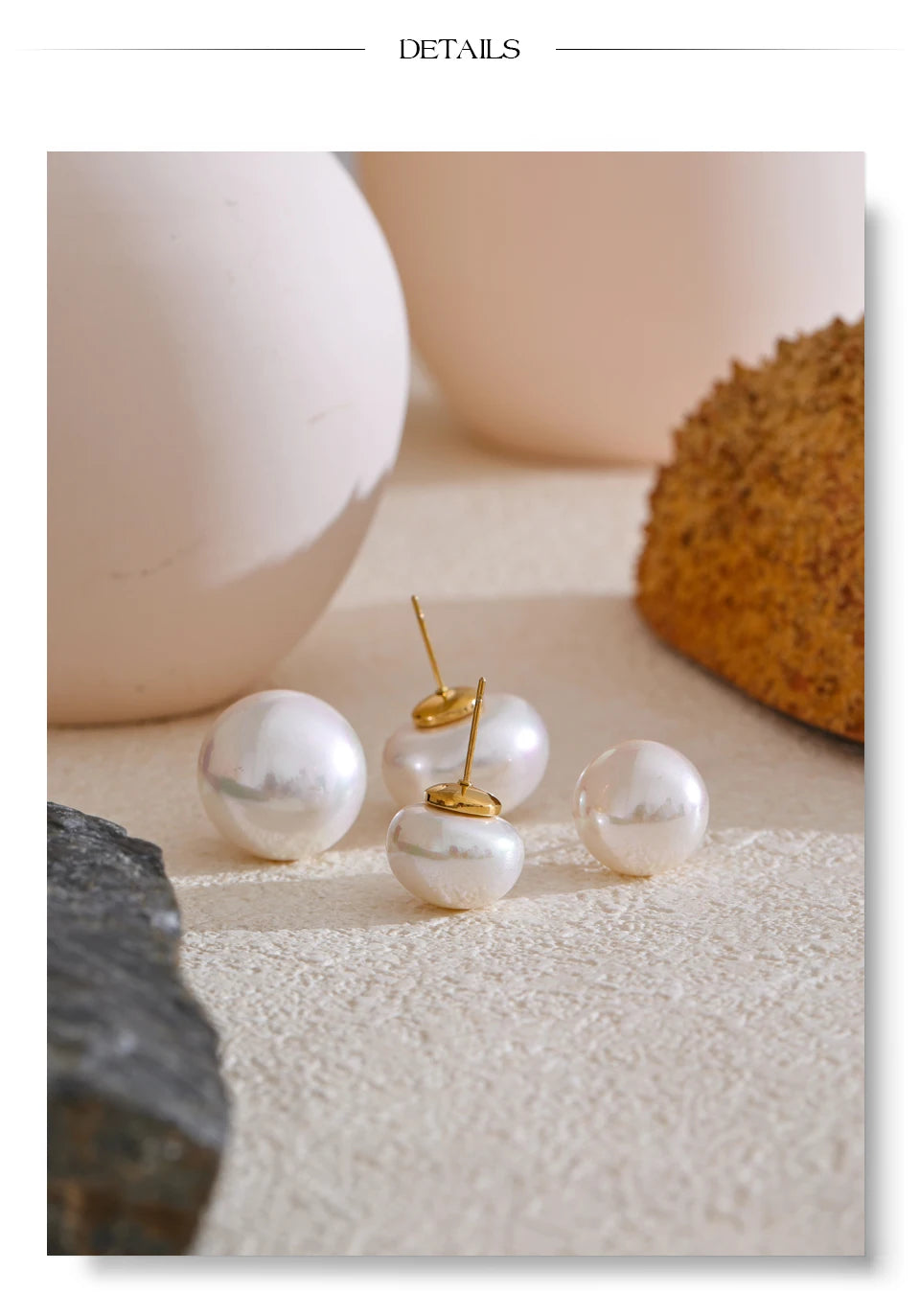 18/12mm Simulated Pearls Round Stud Earrings Versatile Stainless Steel