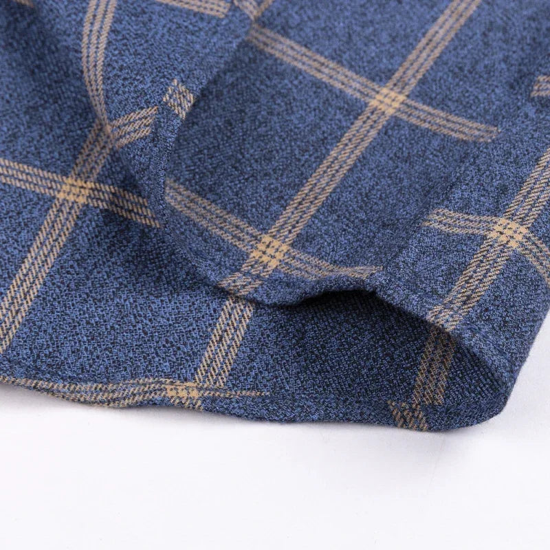 Pure Cotton Men's Plaid Shirt Long Sleeve Regular Fit Men