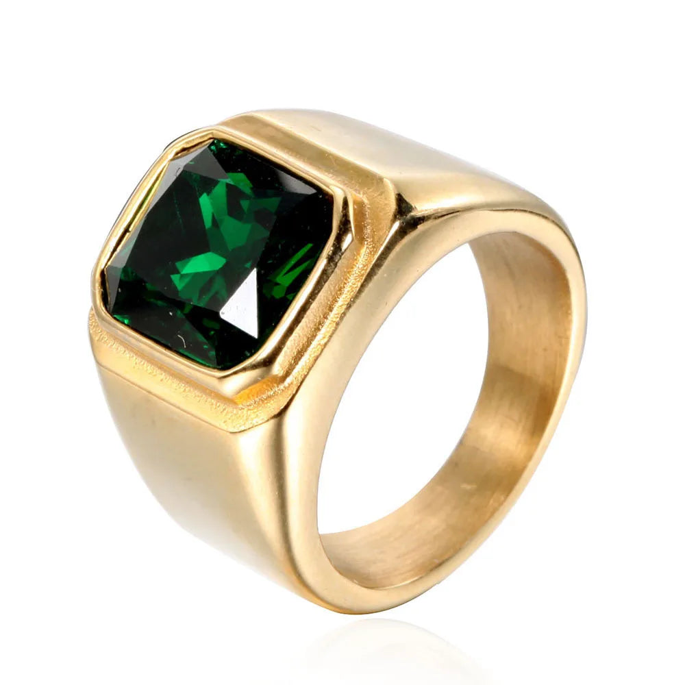 Gemstone Rings for Men Women Boy Stainless Steel