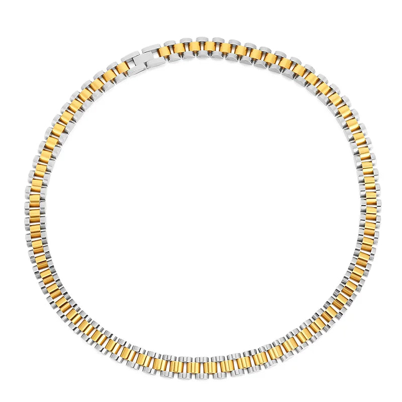 10mm Gold Men Vintage Watch Strap Stainless Steel Bracelet Ring