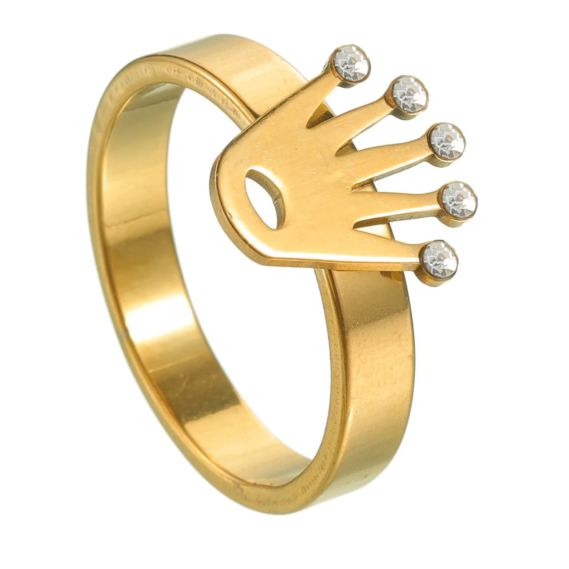 Crown Top Band 8mm Men Women Stainless Steel Rock Gear Ring Mechanical Wheel