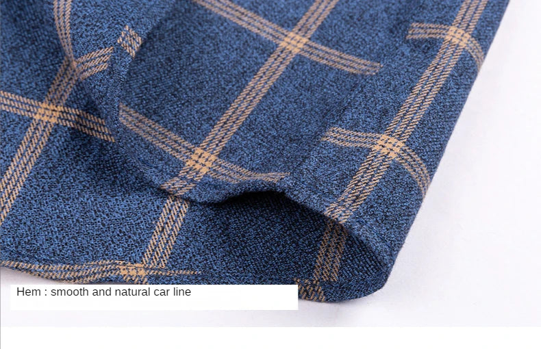 Pure Cotton Men's Plaid Shirt Long Sleeve Regular Fit Men