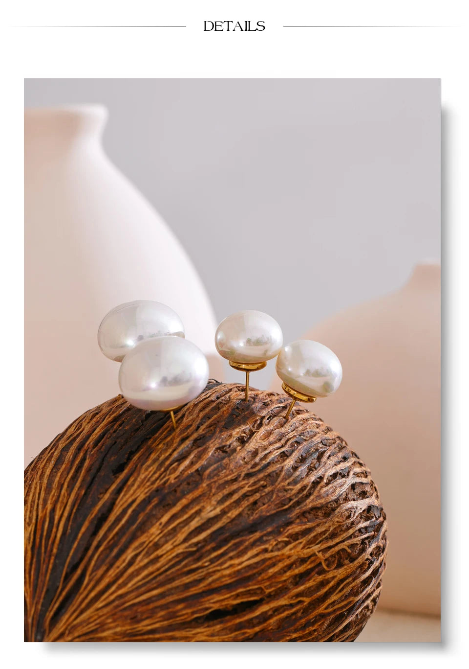 18/12mm Simulated Pearls Round Stud Earrings Versatile Stainless Steel