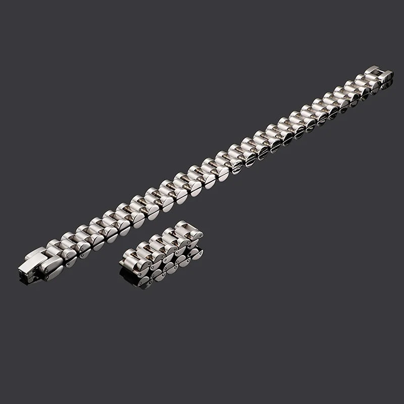 10mm Gold Men Vintage Watch Strap Stainless Steel Bracelet Ring