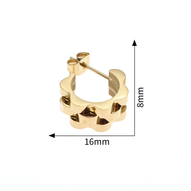 Creativity Wide Band C Wave Stud Stainless Steel Earrings for Women
