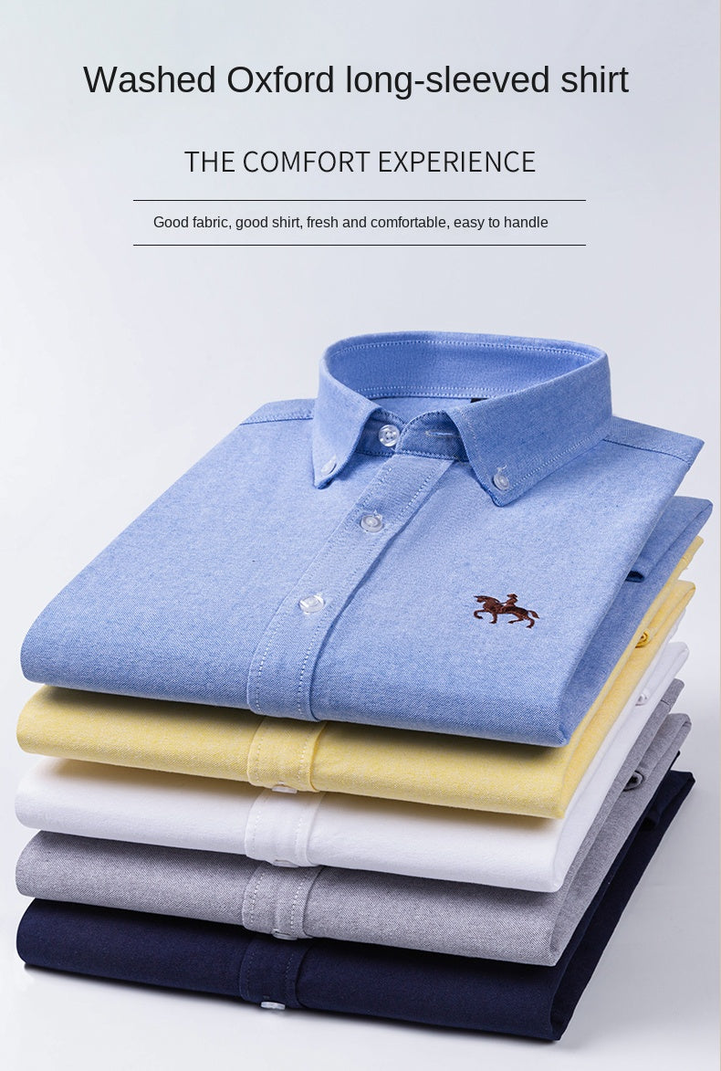 Embroidered Horse Shirts Streetwear Oversized Men Shirt Long Sleeve