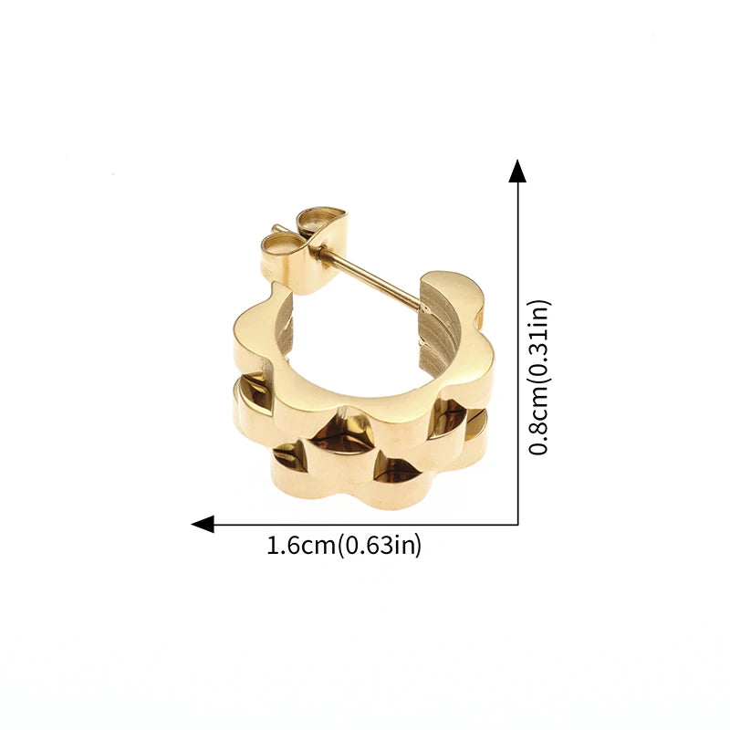 Creativity Wide Band C Wave Stud Stainless Steel Earrings for Women
