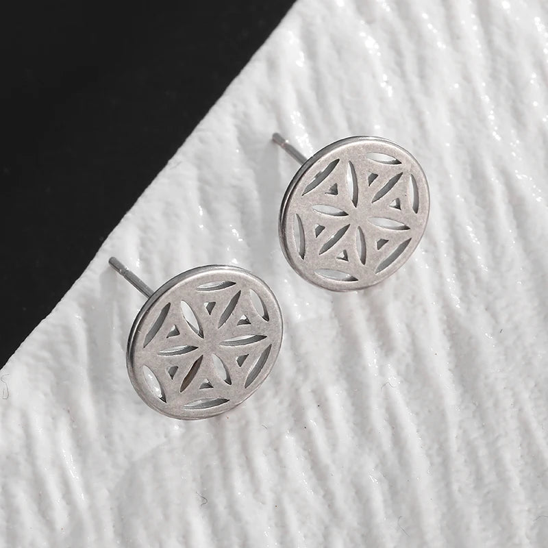 Creativity Wide Band C Wave Stud Stainless Steel Earrings for Women