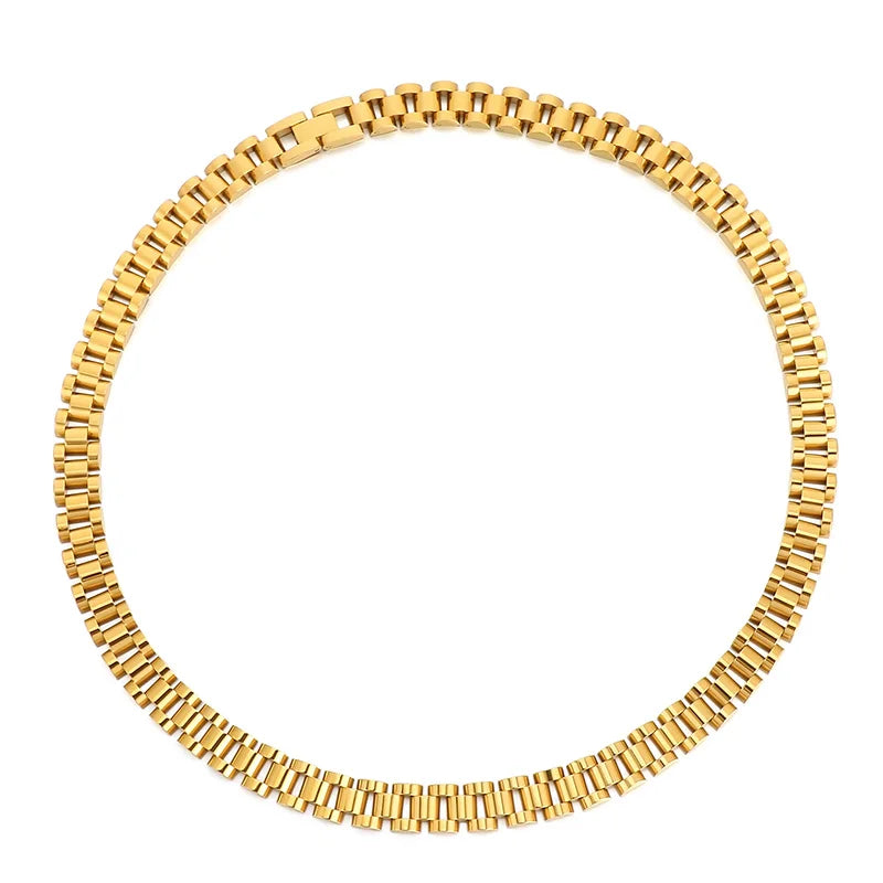 10mm Gold Men Vintage Watch Strap Stainless Steel Bracelet Ring